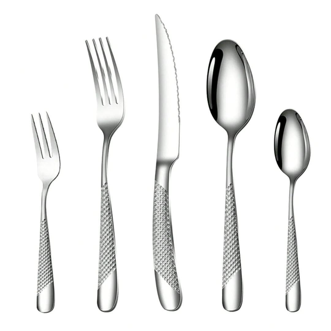 Conjunto de Talheres Prata em Aço Inoxidável 30 Peças Luxo