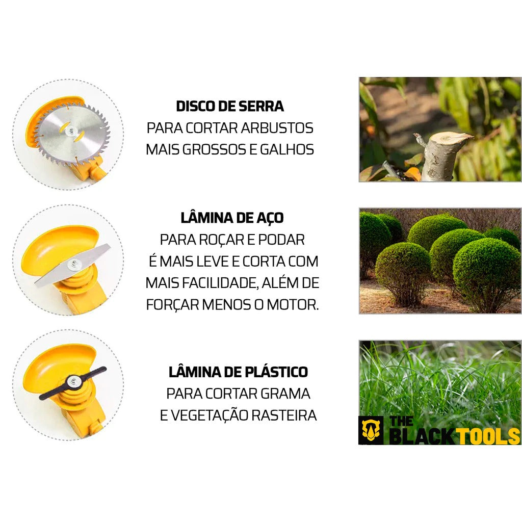 Roçadeira Elétrica Cortador De Grama Elétrico Recarregável 2 Baterias - 1 ANO DE GARANTIA