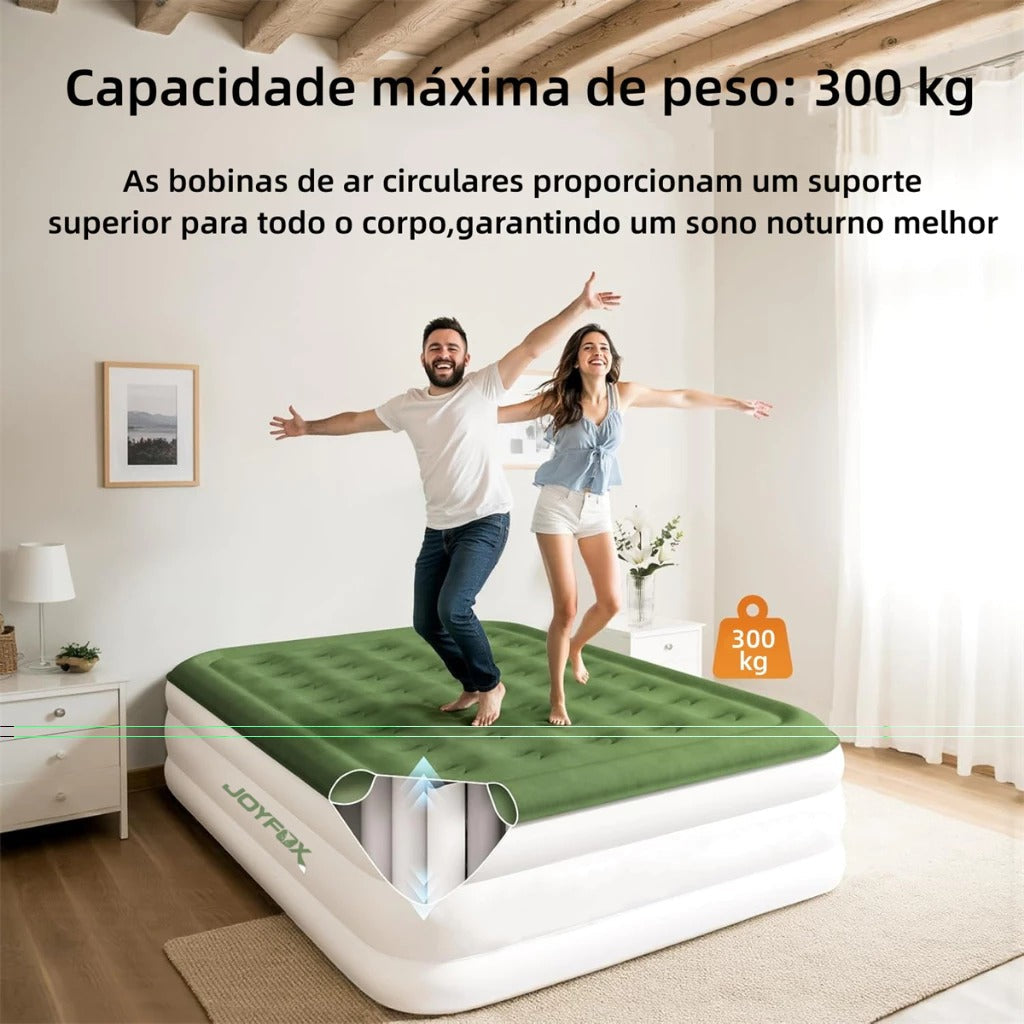 Colchão Inflável Queen Casal Cama De Campanha Bomba Inflável Com Bateria De Lítio Integrada JOYFOX - 1 ANO DE GARANTIA