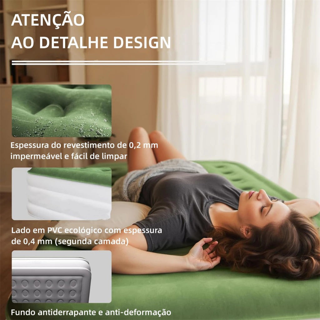 Colchão Inflável Queen Casal Cama De Campanha Bomba Inflável Com Bateria De Lítio Integrada JOYFOX - 1 ANO DE GARANTIA