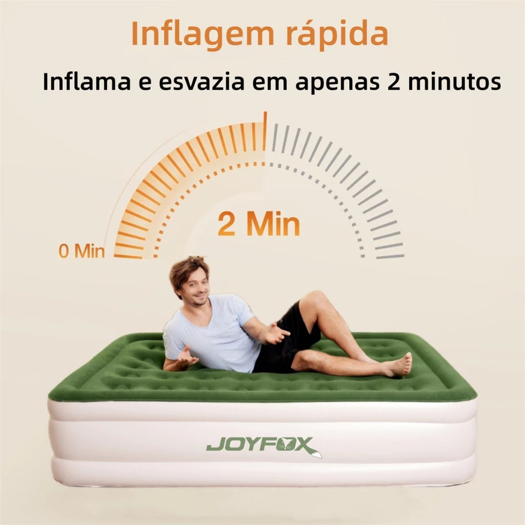 Colchão Inflável Queen Casal Cama De Campanha Bomba Inflável Com Bateria De Lítio Integrada JOYFOX - 1 ANO DE GARANTIA
