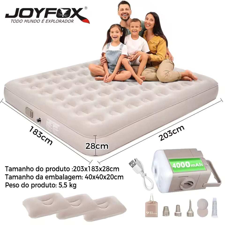 Colchão Inflável Casal Queen King Fortech Com Bomba Embutida Bivolt + Bolsa Bestway