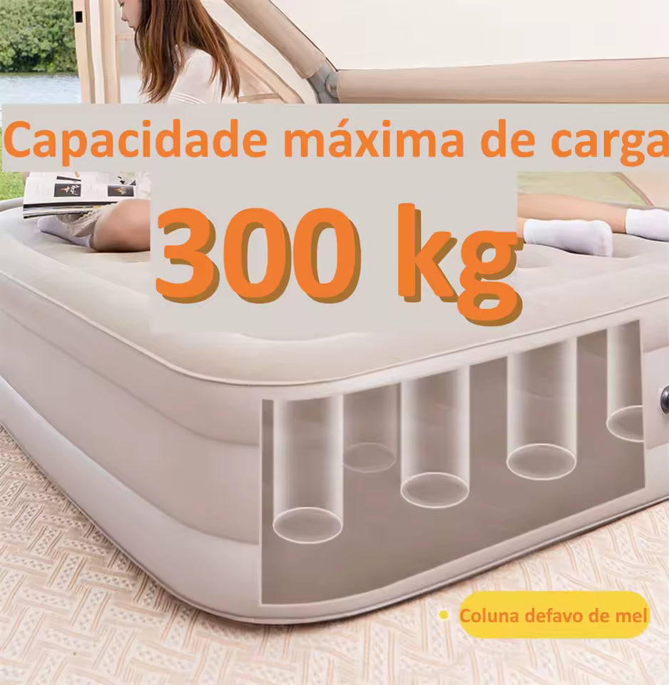 Colchão Inflável Casal Queen King Fortech Com Bomba Embutida Bivolt + Bolsa Bestway