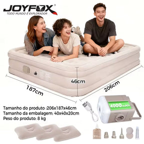 Colchão Inflável Casal Queen King Fortech Com Bomba Embutida Bivolt + Bolsa Bestway
