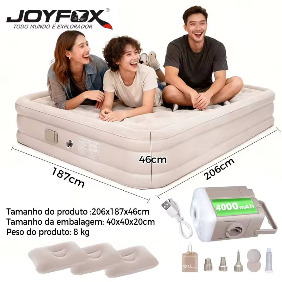 Colchão Inflável Casal Queen King Fortech Com Bomba Embutida Bivolt + Bolsa Bestway