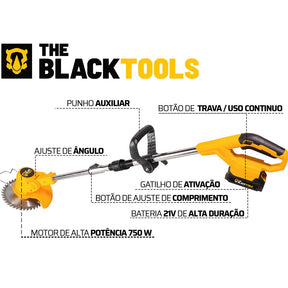Roçadeira Elétrica Cortador De Grama Elétrico Recarregável 2 Baterias - 1 ANO DE GARANTIA