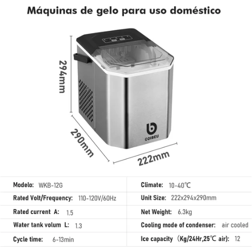 (PROMOÇÃO BLACK FRIDAY) Smartice - Maquina de Gelo Portátil - 1 Ano de Garantia