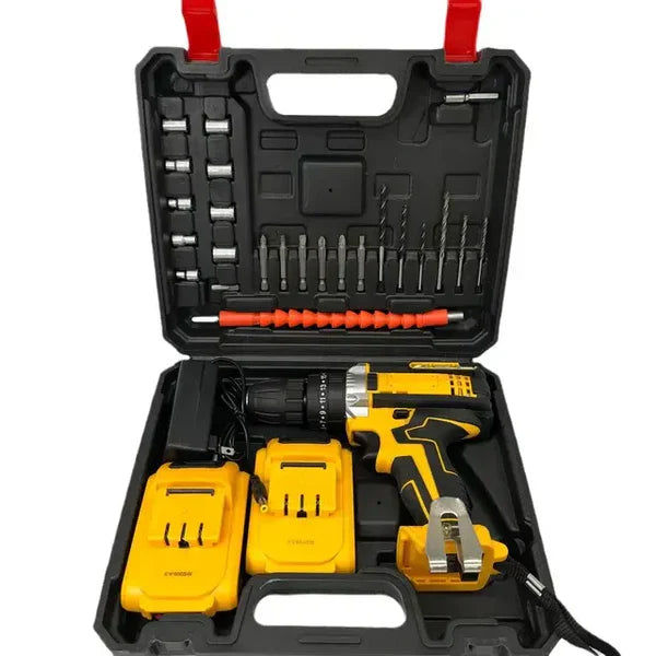 [PROMOÇÃO BLACK FRIDAY] Furadeira e Parafusadeira de Impacto Sem Fio 48v Recarregável, 2 Baterias, Estojo de Armazenamento e 28 Acessórios